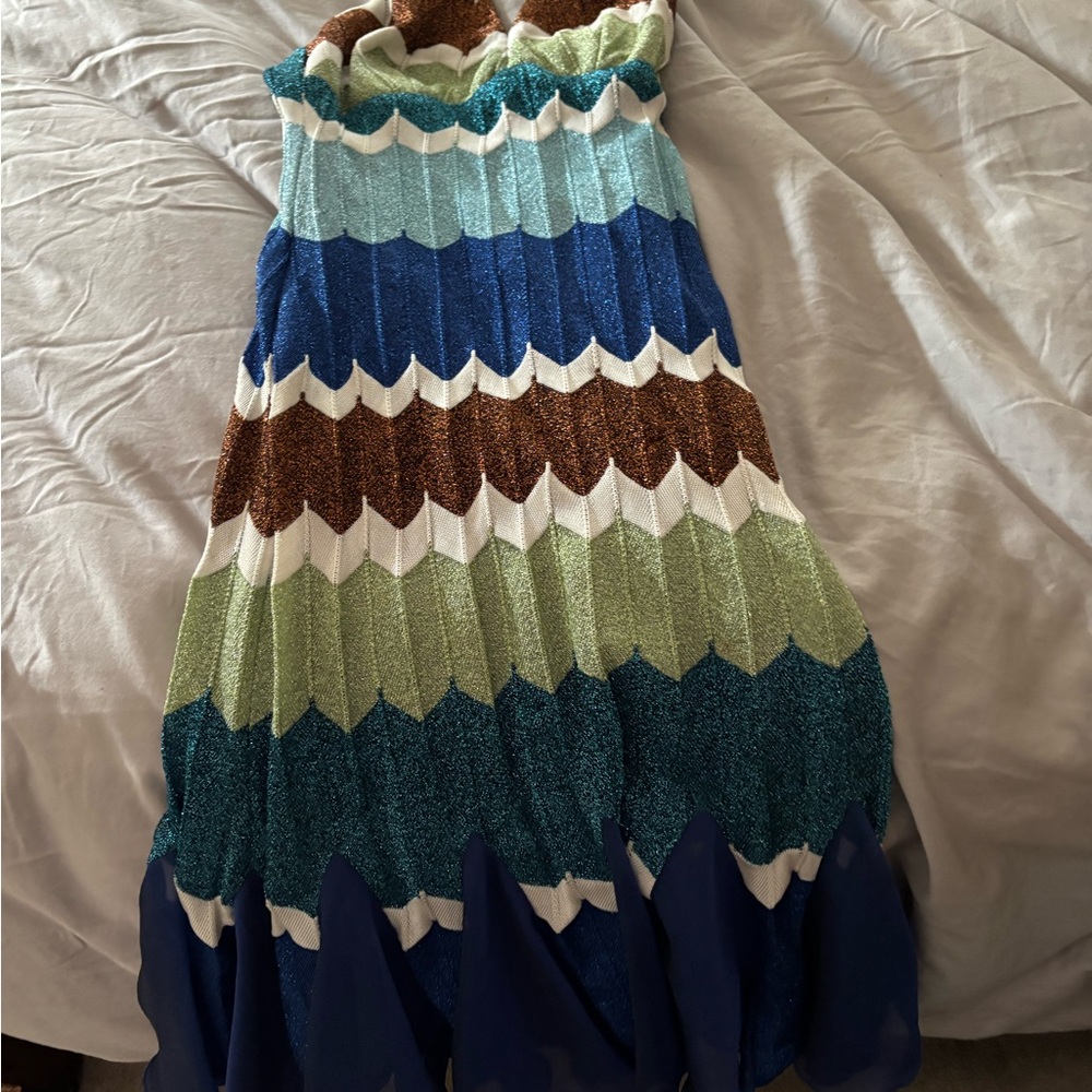 Cache Teal and Blue Textured Garment